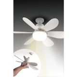 Kiwi KFAN-7681 Tavan Tipi Sessiz Vantilatör ve LED Lamba, 52 cm Kumandalı Pervane, E27 Duy Tak Çalıştır Uzatma Aparatlı Süper Sessiz Tavan Vantilatörü, Beyaz