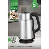 Kiwi KK-3334 Paslanmaz Çelik Su Isıtıcı 2.2l 1500 W Gizli Rezistans ve 360° Kablosuz Kullanım