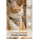 Kiwi Kpo-10410C Fularlı Karışık Desenli Çıngıraklı Kedi Tasması