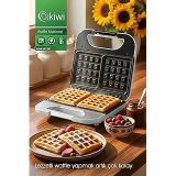 Kiwi Ksm-2405W Waffle Makinesi | Yapışmaz Plaka & Otomatik Kapanma & Dikey Saklama Beyaz