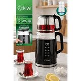 Kiwi Ktm-2919 Cam Çay Makinesi | 1.7l ve 1.0l Demlik ve Dijital Panel ve 4 Mod Siyah