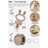 Kiwi Passy Püre Emzik ve Diş Kaşıyıcı Bebek Meyve Süzgeci+Buz Kalıbı - Bej