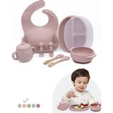 Kiwi Pumpkin 11 Parça Full Bebek Beslenme Seti, Mama Seti Bpa Free, Doğal Silikon - Rose Pink