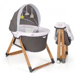 Kiwi Sleeper All In One Naturel Ahsap Sallanabilen Katlanir Tekerli Bebek Besigi Yaprak Desenli