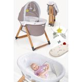 Kiwi Sleeper All Inone Naturel Ahsap Sallanabilen Katlanir Tekerli Bebek Besigi Yaprak Desenli Kahve