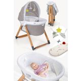 Kiwi Sleeper All Inone Naturel Ahsap Sallanabilen Katlanir Tekerli Bebek Besigi Yaprak Desenli Vizon