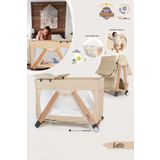 Kiwi Toody All in One Katlanır Tekerlekli Sallanır Sabitlenir Anne Yanı Park Yatak Beşik - Latte