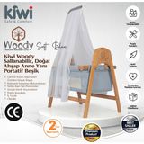 Kiwi Woody Sallanabilir Doğal Ahşap Anne Yanı Portatif Beşik - Açık Mavi