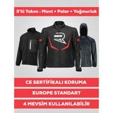 Kıyak Moto Hawk Kırmızı Unisex Motosiklet Montu 3 Katmanlı 4 Mevsim Korumalı Reflektörlü