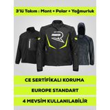 Kıyak Moto Neon Sarı 3 Katmanlı 4 Mevsim Unisex Motosiklet Montu Korumalı Reflektörlü - 2XL