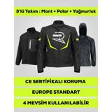 Kıyak Moto Neon Sarı 3 Katmanlı 4 Mevsim Unisex Motosiklet Montu Korumalı Reflektörlü