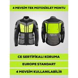 Kıyak Moto Neon Sarı 4 Mevsim Korumalı Reflektörlü Unisex Motosiklet Montu