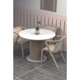 Kiyra Wood Antoryum Yuvarlak Mutfak Masası Yemek Masası Balkon Masası Ofis Mobilyası Ahşap 103x103 cm