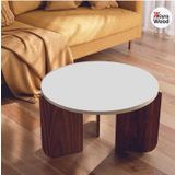 Kiyra Wood Orta Sehpa 90 Cm, Bohem - Beyaz & Ceviz 40x60 cm