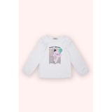 Kız Bebek Baskı Detaylı Uzun Kollu Beyaz Tişört 6-12 Ay (68-74 cm)