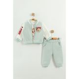 Kız Bebek Baskılı 3'lü Eşofman Takımı (Sweatshirt, Pantolon, Ceket ) (9-12-18 Ay) - Yeşil