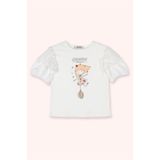 Kız Bebek Baskılı Ekru Tişört 0-6 Ay (56-62 cm)
