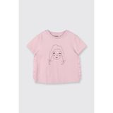 Kız Bebek Baskılı Fırfır Detaylı Pembe Tişört 0-6 Ay (56-62 cm)