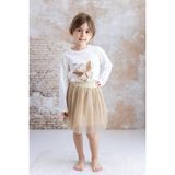 Kız Bebek Baskılı T-Shirt Etek Ikili Takım - Bej - 4 Yaş