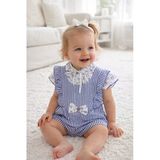 Kız Bebek Bayramlık Takım Marin Desen Salopet Bluz 12931