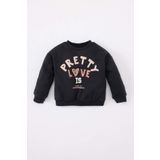 Kız Bebek Bisiklet Yaka Baskılı İçi Yumuşak Tüylü Sweatshirt