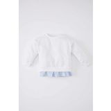 Kız Bebek Bisiklet Yaka Çizgili Sweatshirt