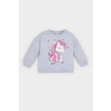 Kız Bebek Bisiklet Yaka Unicorn Baskılı İçi Yumuşak Tüylü Sweatshirt