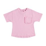 Kız Bebek Cebi Fırfır Detaylı Beyaz Tişört 6-12 Ay (68-74 cm)