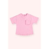 Kız Bebek Cebi Fırfır Detaylı Pembe Tişört 6-12 Ay (68-74 cm)