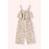 Kız Bebek Çiçek Desenli Ekru Salopet 6-12 Ay (68-74 cm)