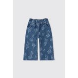 Kız Bebek Çiçek Desenli İndigo Kot Pantolon 0-6 Ay (56-62 cm)
