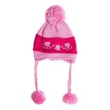 Kız Bebek Çiçek İşlemeli Pembe Bere 1160