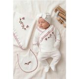 KIZ BEBEK ÇİÇEK NAKIŞLI OYALI%100 PAMUK 0-3 AY 10'LU YENİDOĞAN HASTANE ÇIKIŞI ZIBIN SETİ KUTULU