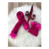 Kız Bebek Çift Ponponlu Atkı Bere Takımı 4/14 yaş