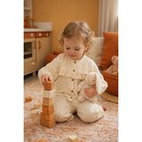 Kız Bebek Çocuk Bayramlık Mevsimlik Takım Fırfır Detay Önden Düğmeli Alt Üst Set 2007 - 9 - 12 Ay - Bej