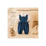 Kız Bebek Denim Tulum Ve Gömlek Takımı