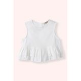 Kız Bebek Düğme Detaylı Fırfırlı Beyaz Bluz 0-6 Ay (56-62 cm)