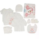 Kız Bebek Ekru Pembe Flamingo Desenli 10 Parça Hastane Çıkışı