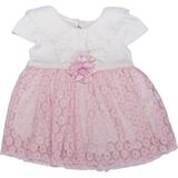 Kız Bebek Ekru Pembe Güpürlü Elbise - 1013993 - 9 - 12 Ay - Çok Renkli