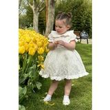 Kiz Bebek Elbise Kiz Cocuk Elbise Dogum Gunu Parti Dugun Elbise Dantelli Kisa Kol Astarli Elbise