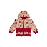 Kız Bebek Elma Desenli Fermuarlı Bej Sweatshirt 2 Yaş (92 cm)