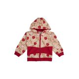 Kız Bebek Elma Desenli Fermuarlı Bej Sweatshirt 6-12 Ay (68-74 cm)