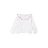 Kız Bebek Fırfır Yaka Detaylı Su Taşı Detaylı Beyaz Sweatshirt 2 Yaş (92 cm)