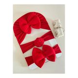 Kız Bebek Fiyonklu Bone Bandana /Kız Bebek Saç Bandı/Kız Bebek Hediyelik /3 Lü Set Yılbaşı Aksesuar