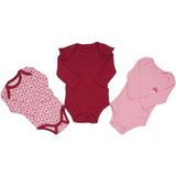 Kız Bebek Fuşya Pembe Omuzları Fırfırlı Kalp Desenli 3'lü Zıbın Set - 1015346 - Fuşya-Pembe - 3 - 6 Ay