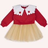 Kız Bebek Geniş Yakalı Kırmızı Elbise - 6 - 12 Ay