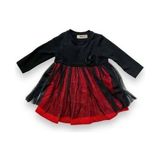Kız Bebek Gül Detaylı Kadife Taşlı Elbise - 6 - 9 Ay - Siyah