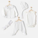 Kız Bebek Hastane Çıkışı 5 Pcs Newborn Set Natural Gift Muslin AC25840 - 3 - 6 Ay - Beyaz