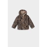 Kız Bebek Kapüşonlu Leopar Desenli Fermuarlı Pelüş Mont