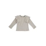 Kız Bebek Kolları Fırfır Detaylı Bej-Melanj Tişört 3 Yaş (98 cm)